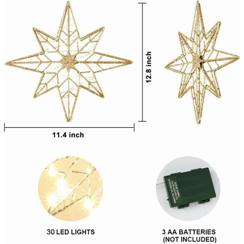 Lighted Snowflake Tree Topper Battery Powered 2