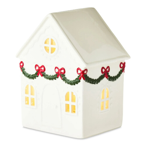 Leutsin LED Ceramic Christmas House White 6 inch 2