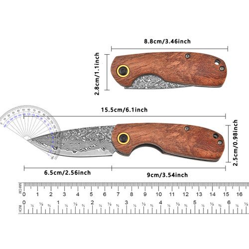 Damascus Pattern Pocket Knife for Outdoor Hiking Camping 1