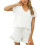 Women's Solid Lounge Set Short Sleeve White XXL 1