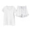 Women's Solid Lounge Set Short Sleeve White XXL 2