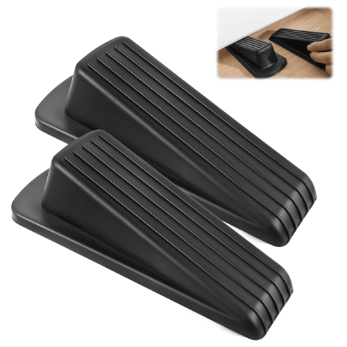 Door Stopper Wedge Rubber 2 Pack Black
