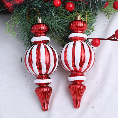 Christmas Gourd Pendant Red White Tree Decoration 2PC