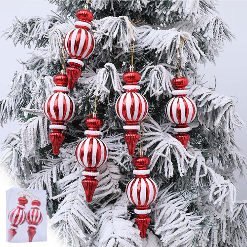 Christmas Gourd Pendant Red White Tree Decoration 2PC 1