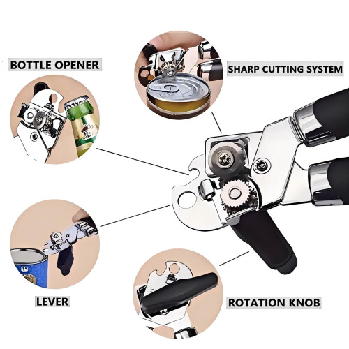 Can Opener with Corkscrew Ergonomic Stainless Steel 2