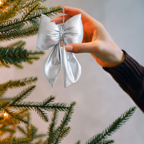 Shiny Christmas Bow Tree Topper Premium Ornament 1 pc 1
