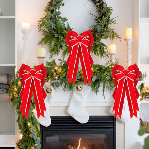 Velvet Wired Ribbon Bow Christmas Tree Topper 2