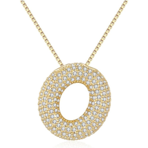Bubble Letter Necklace 18K Gold Plated Initial Pendant