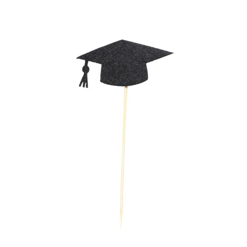 Cake Topper Graduation Doctoral Hat Black 48 pcs