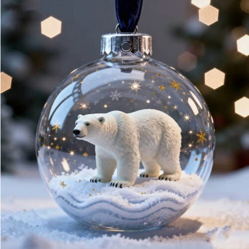 Animal Snowflake Ball Pendant 7 cm White