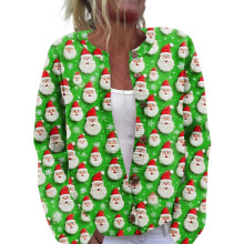 Women's Christmas Printed Knitted Sweater Green M