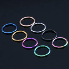 Surgical Steel Double Stack Hoop Clicker Nose Ring Blue 16g