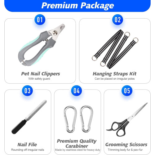 Dog Grooming Kit with Hammock Harness Nail Clippers 2