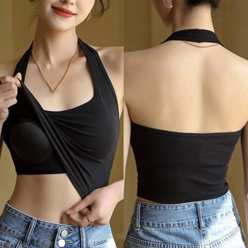 Polyester Backless Tank Top with Built-in Bra Pads One Size 2