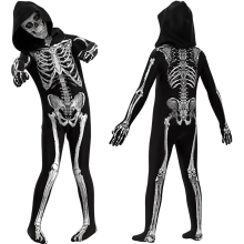 Kostium Strój Przebranie Halloween Szkielet Dziecięcy Kombinezon 160 cm