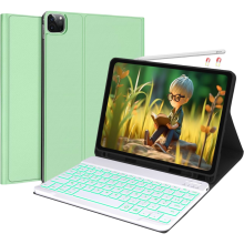 Schutzhülle mit AZERTY Bluetooth Tastatur für iPad Air 4/5 10.9 Grün — tablet zubehör, ipad tastatur beleuchtet