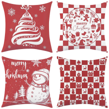 Housses de coussin décoratives de Noël en lin rouge, lot de 4, 40x40 cm