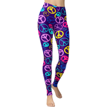 Damskie Legginsy Sportowe Casual Lata 80 Hipisowskie Fioletowe L-XXL