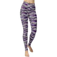 Damskie Legginsy Sportowe Casual Lata 80 Panterka Wzorzyste Fioletowe M