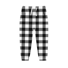 Black Plaid Pleated Thermal Sweatpants for Kids 3Y