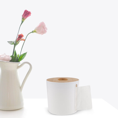Toilet Paper Storage Box Bamboo White 1 Piece 1