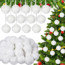 Triani White Faux Fur Pom Poms 24 pcs 2.36 inch