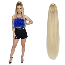 Clip-in Kunsthaar Pferdeschwanz Synthetisch Lang 70 cm Blond — haarteil zopf, pony extension blond