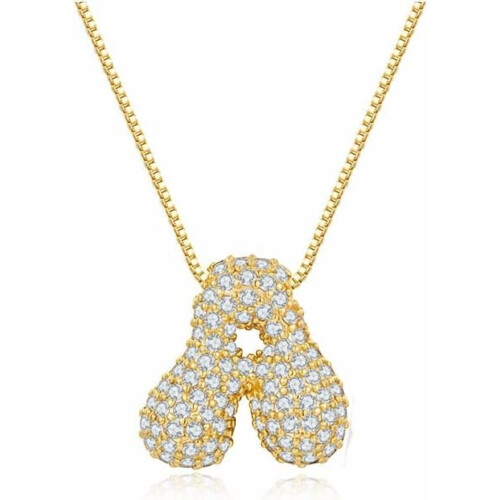 Bubble Letter Necklace 18K Gold-Plated Initial Pendant
