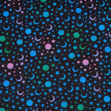 Glow Fabric Luminous White Stars Moon 1.12 Yard