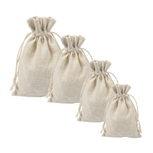 Empty Fragrance Sachet Pouches Beige Fabric 4 pcs