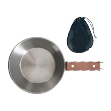 Camping Bowl with Wood Handle 1 Piece Black