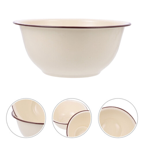 Vintage Ivory Enamel Bowl Kitchen Multipurpose 1 Piece 2