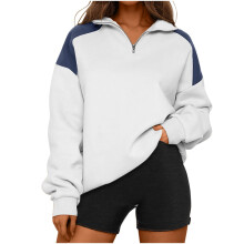 Women's Oversized Quarter-Zip Sweatshirt Color Block