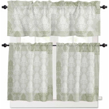 Floral Kitchen Curtains Set Rod Pocket 36 inch Boho Sage