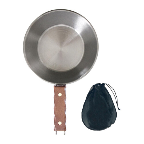 Camping Bowl with Wood Handle 1 Piece Black 2