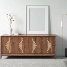 Wood Carved Furniture Applique Classical Style 2 pcs 11.8 x