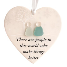 Heart Sea Glass Friendship Ornament Handmade 1pc