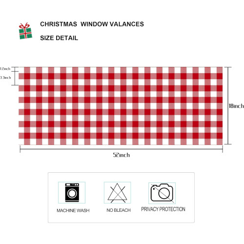 Buffalo Check Window Curtain Set Red White Farmhouse Rod 1