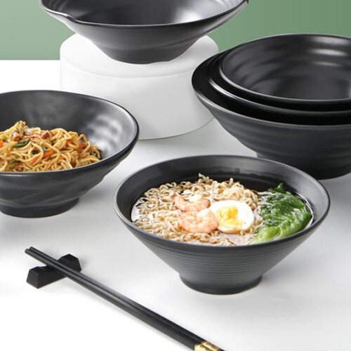 Salad Bowl Plastic Nonslip 8-inch Black 2