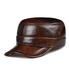 Men's Genuine Leather Baseball Cap Black Brown 54-62 cm