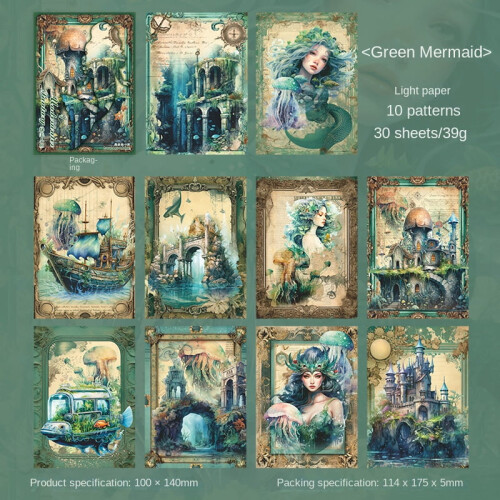 Mermaid Theme Scrapbook Paper Underwater Fantasy 30 Sheets