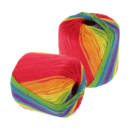 Cotton Crochet Thread Rainbow Color 2 Rolls 2
