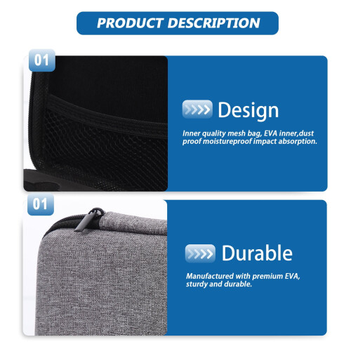 Microphone Storage Bag with USB Cable Holder Grey 13.8x9.8 2