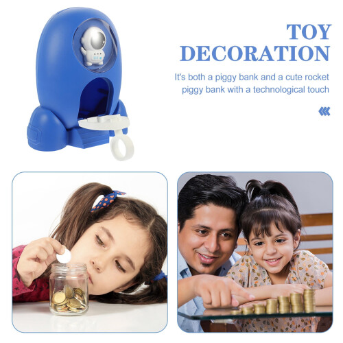 Cartoon Money Bank Blue Plastic 1 Pack 2