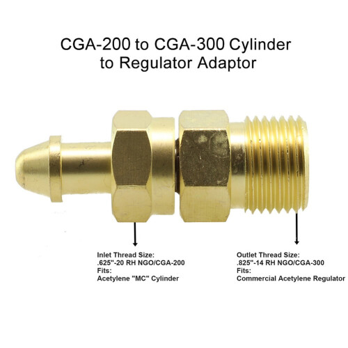 Brass Acetylene Regulator Adapter CGA-200/300/510/520 1 pc