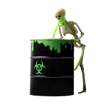 Vomiting Skeleton Decoration with Black Light and Bucket