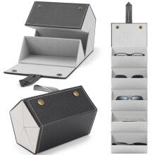 Sunglasses Organizer Waterproof Leather Case 5 Slot