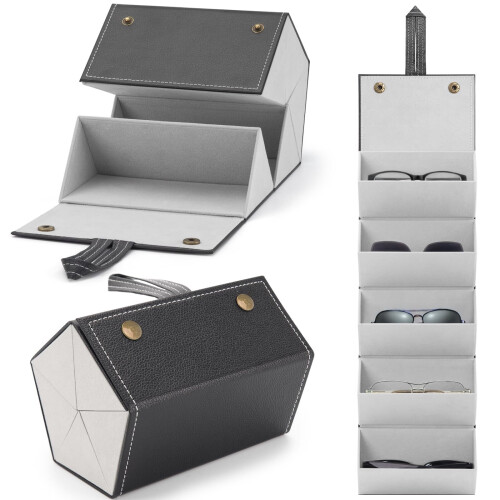Sunglasses Organizer Waterproof Leather Case 5 Slot