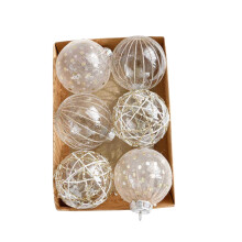 Clear Champagne Gold Christmas Ornaments 3.15" 6PCS