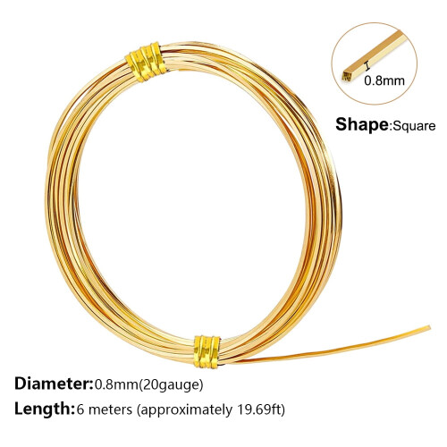 Copper Wire Square 2 Rolls 19.69 Ft 0.8 mm 1